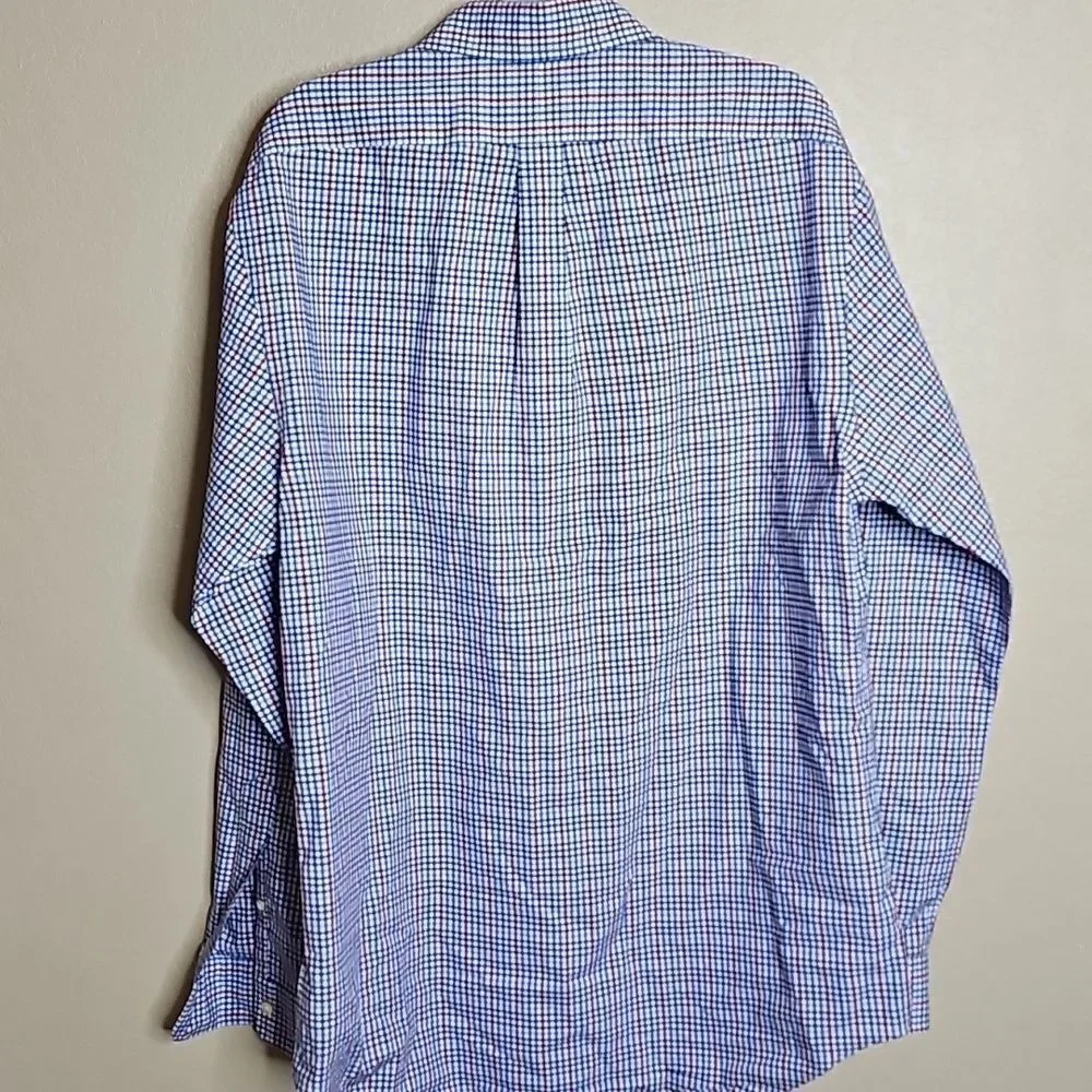Ralph Lauren Polo Slim Fit Blue Red Plaid Casual Button Down Shirt Long Sleeve L